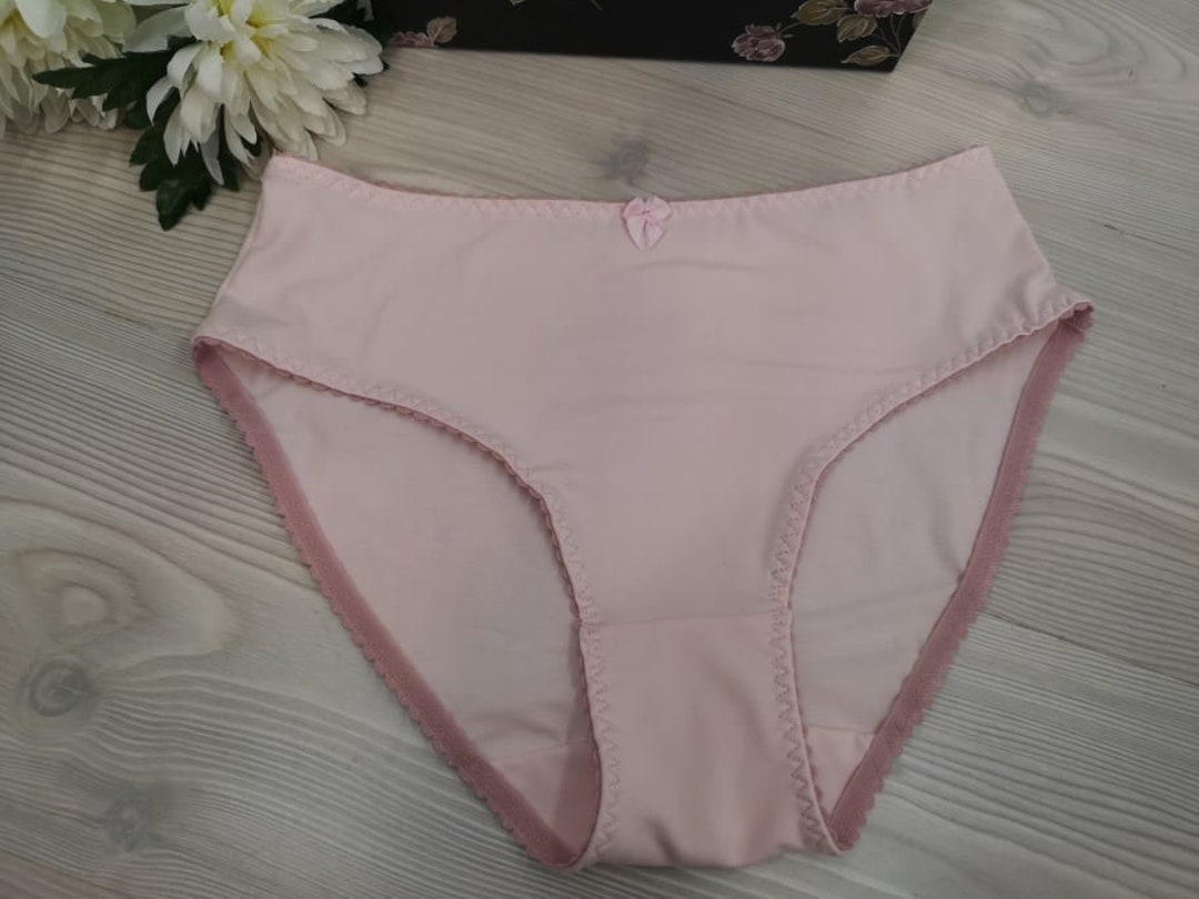1PCS 100% Organic White Cotton Comfy Ladies Thong Panties With Cute Bow  Women's Underwear Handmade Bridal Lingerie 