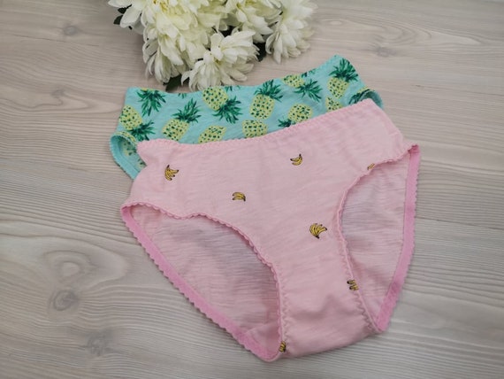 2PCS SET 100% Cotton Elastic Comfy Ladies Hipster Panties Cute