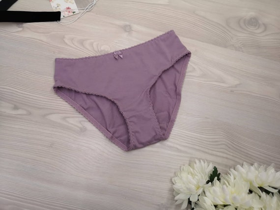 1PCS 100% Organic Cotton Comfy Lilac Ladies Hipster Panty With Cute Bow Cotton  Women's Underwear Handmade Panty Lingerie Bridal Gift 
