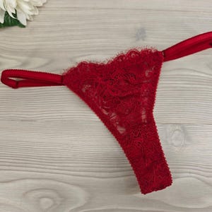 Red Adjustable straps low waist string panty Comfy Ladies String Panties Women&#39;s Underwear Handmade Bridal Lingerie