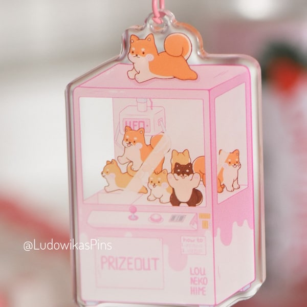 Shiba Inu Keychain | acrylic ufo catcher kawaii pink