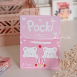 Pocki per 2 || biglietto di auguri miniprint artprint pocky san valentino orsi kawaii carino rosa pastello
