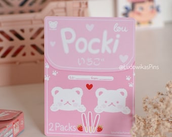 Pocki para 2 || tarjeta de felicitación miniprint artprint pocky valentine's bears kawaii lindo rosa pastel