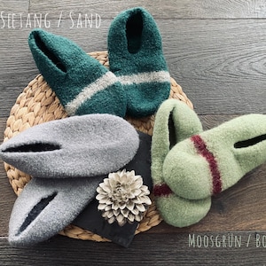 Handgemaakt in Beieren - vilten schoenen in twee verschillende kleuren gemaakt van zuivere scheerwol // Gastschoenen // Sokken //