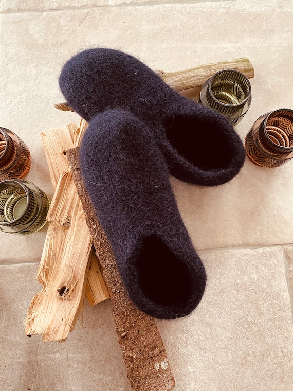 CIABATTE GUFO PANTOFOLE N°37 FELTRO ROSSO PIZZO NERO FATTE A MANO... | Su - Foto 6