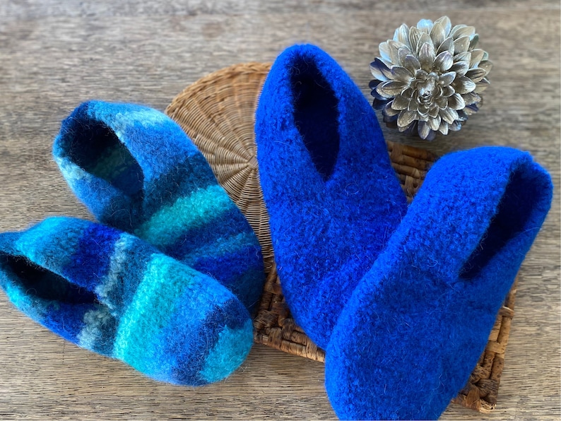 Filzschuhe ohne Sohle aus reinster Schurwolle //Hausschuhe Pantoffeln Schluppen Puschen Gästeschuhe Slippers Filz// Geschenk für Sie und Ihn Bild 7