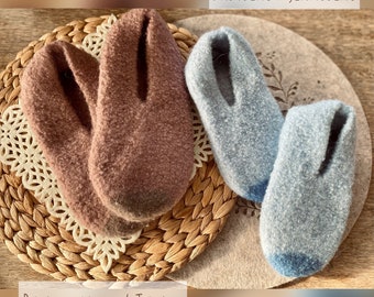 Felt shoes, customizable in two colors, made from pure new wool // Gift for him and her // Socks // Christmas gift
