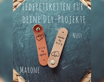 Leren labels met je foto of tekst / Echt leren labels voor knutselprojecten / Herbruikbaar / Handgemaakte doe-het-zelfprojecten / Cadeau-idee voor oma