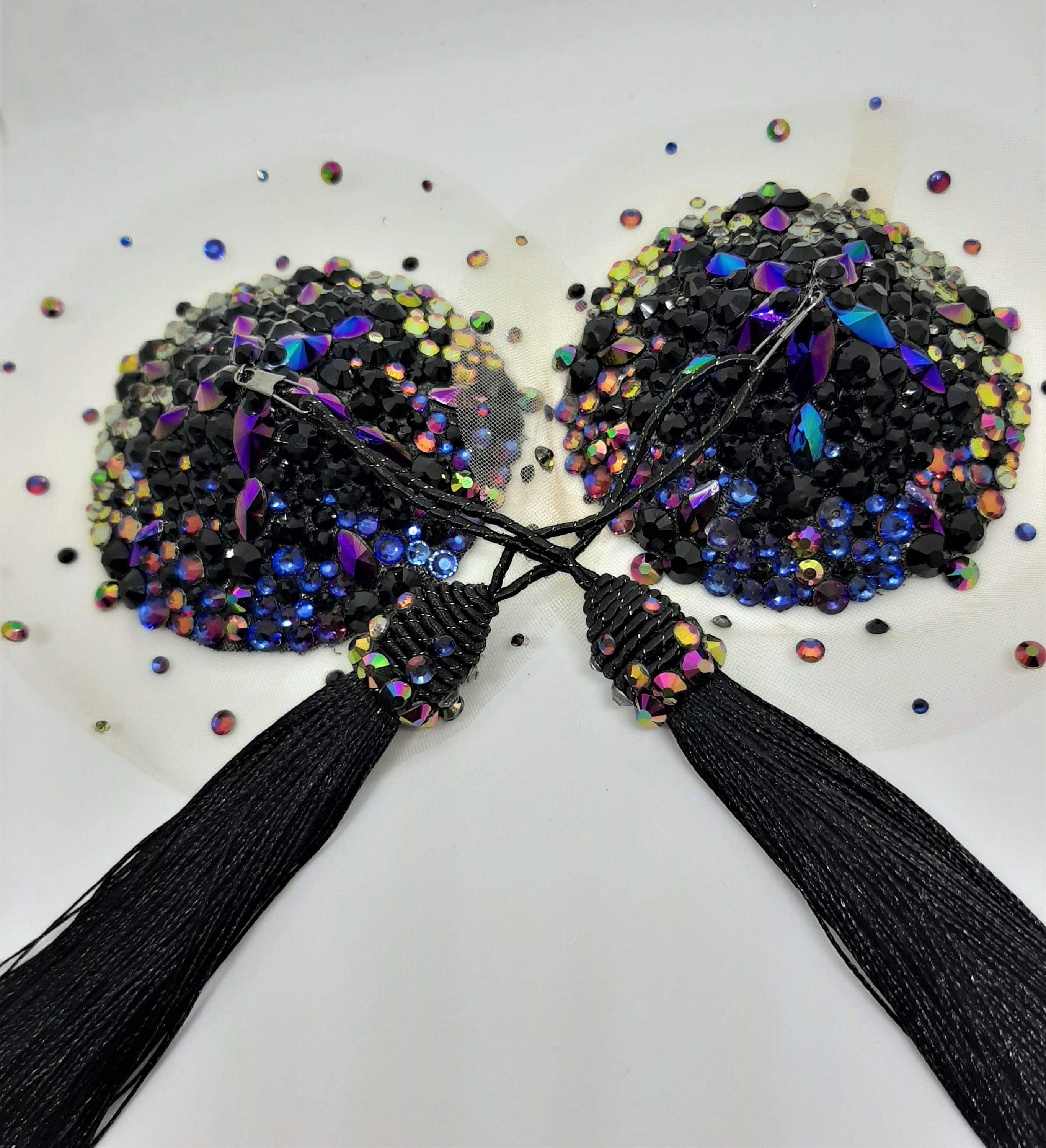 Bommi Fairy Lot De 2 Cache-tétons En Silicone Naturel à Paillettes Et Queue De Pompons, Lingerie Sequins Pasties Pour La Poitrine - Pétales - Colle Réutilisable, Rouge