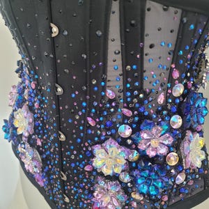 Underbust corset 24&quot; with glass crystal flowers