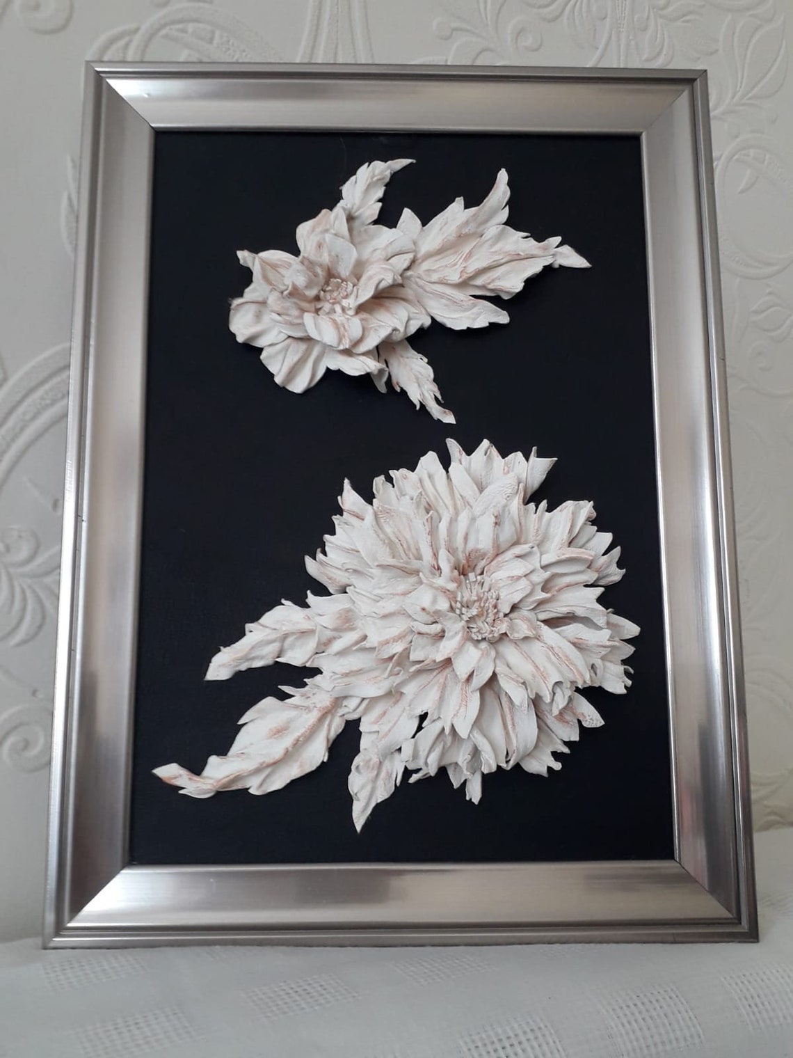 Frame Leather Artwork Unique Hand Made Wall Hanging Black Etsy