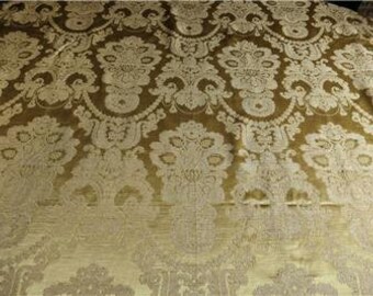 Rideau Ancien Français En Brocart Rayé Floral - Dimensions 228x211 Cm - Style Traditionnel