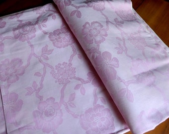 Very Rare Unused Original French Artdeco Floral Ticking Fabric Light Pink 5Yds 63&quot; Wide