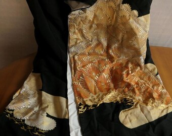 Noble Vintage Original Japanese Tomesode Silk Handpainted & Gold Embroidered Celebration Kimono