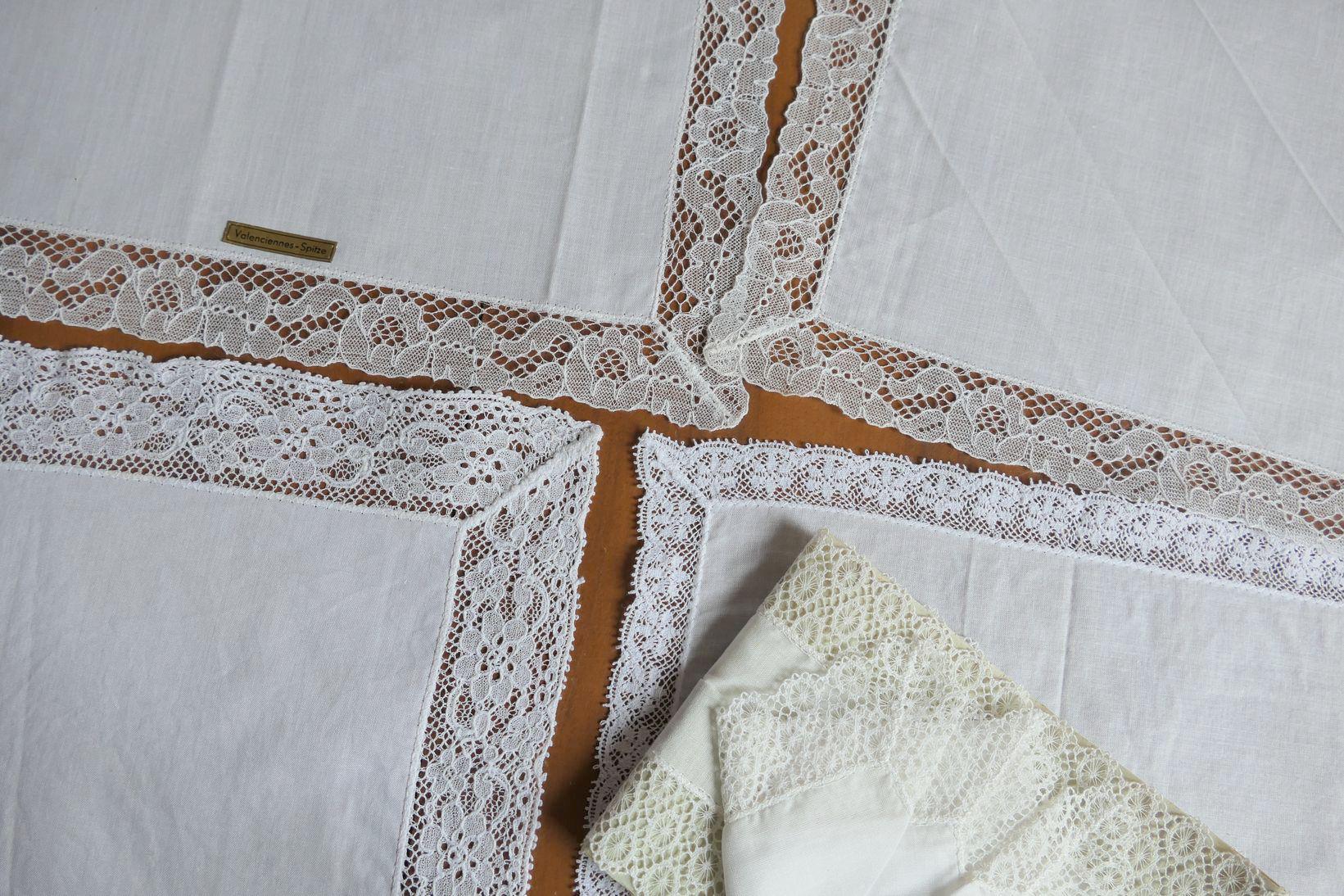 1900s フランスアンティーク 手刺繍手縫 白薔薇とヴァレンシエンヌ 