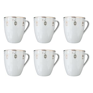 Lantern Gold Plated - 6pc Mug Set - Ceramic Porcelain China