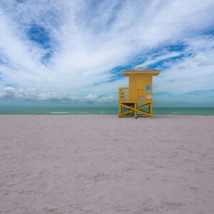 White Sandy Beach with Blue Sky, Photo Art