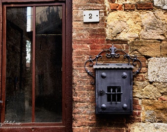 Italian Mailbox and Door, Art Print, Wall Decor