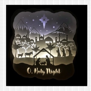 O Holy Night, Cut File, 3D Shadow Box, Cut Files, SVG, PNG, Lighted Shadow Box, Christmas Shadow Box, Christmas Gift, Christian Gift