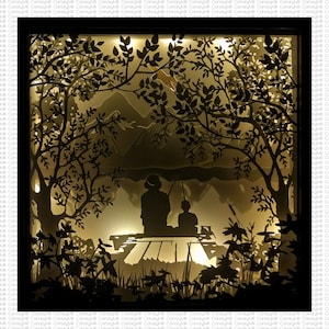 NIEUWE OPTIES, Vissen Shadowbox, Vaderdag, Grootvader, Opa Cadeau, Papa Cadeau, Grootouders Dag, Shadowbox SVG, Shadow Box, 3D Verlicht