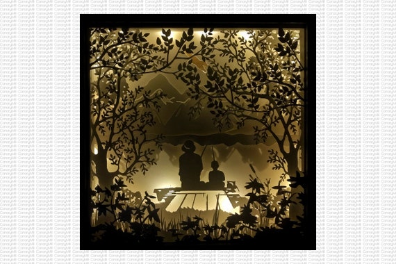NEW OPTIONS, Fishing Shadowbox, Father's Day, Grandfather, Grandpa Gift, Dad Gift, Grandparents Day, Shadowbox SVG, Shadow Box, 3D Lighted
