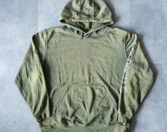 Vintage Y2K Distressed Green Carhartt Hoodie - Baggy Workwear