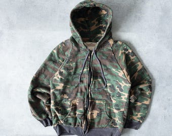 Sudadera con capucha y forro térmico de camuflaje vintage de los años 80: ropa urbana militar