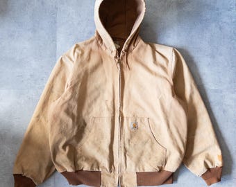 Vintage 90s Unlined Carhartt Hooded Workwear Jacket - XL