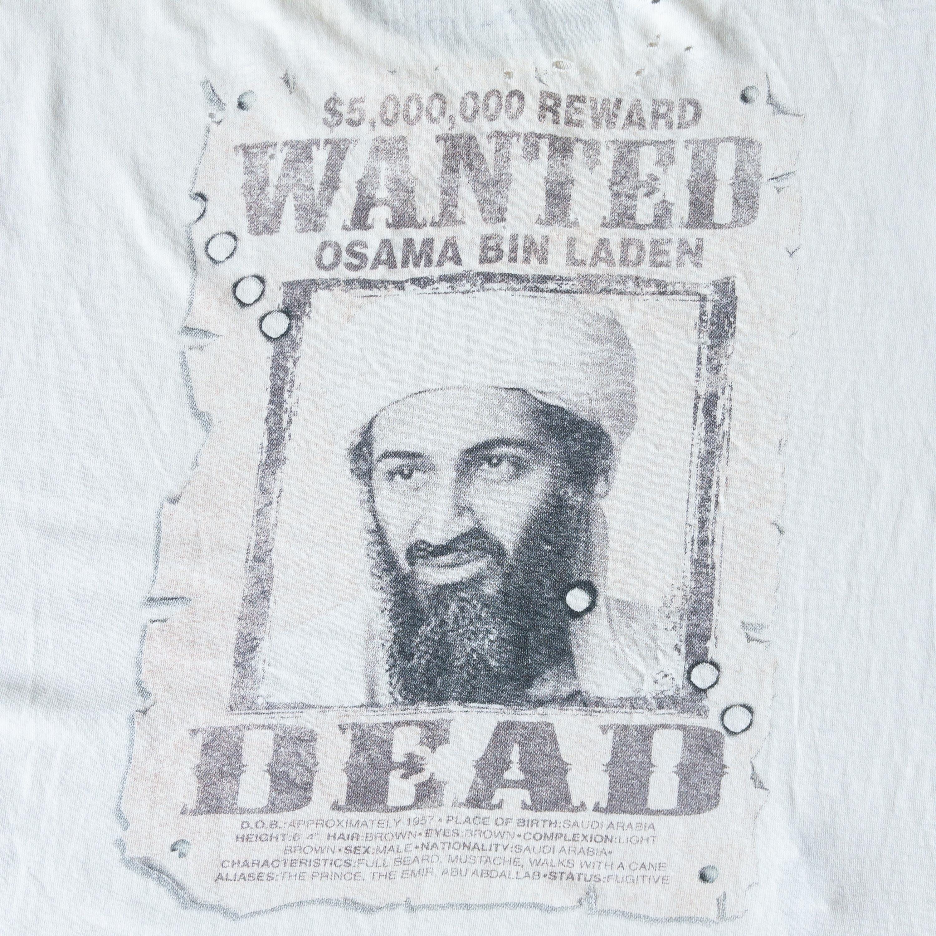 Vintage Y2K Osama Bin Laden Wanted Tee - Distressed Cutoff 
