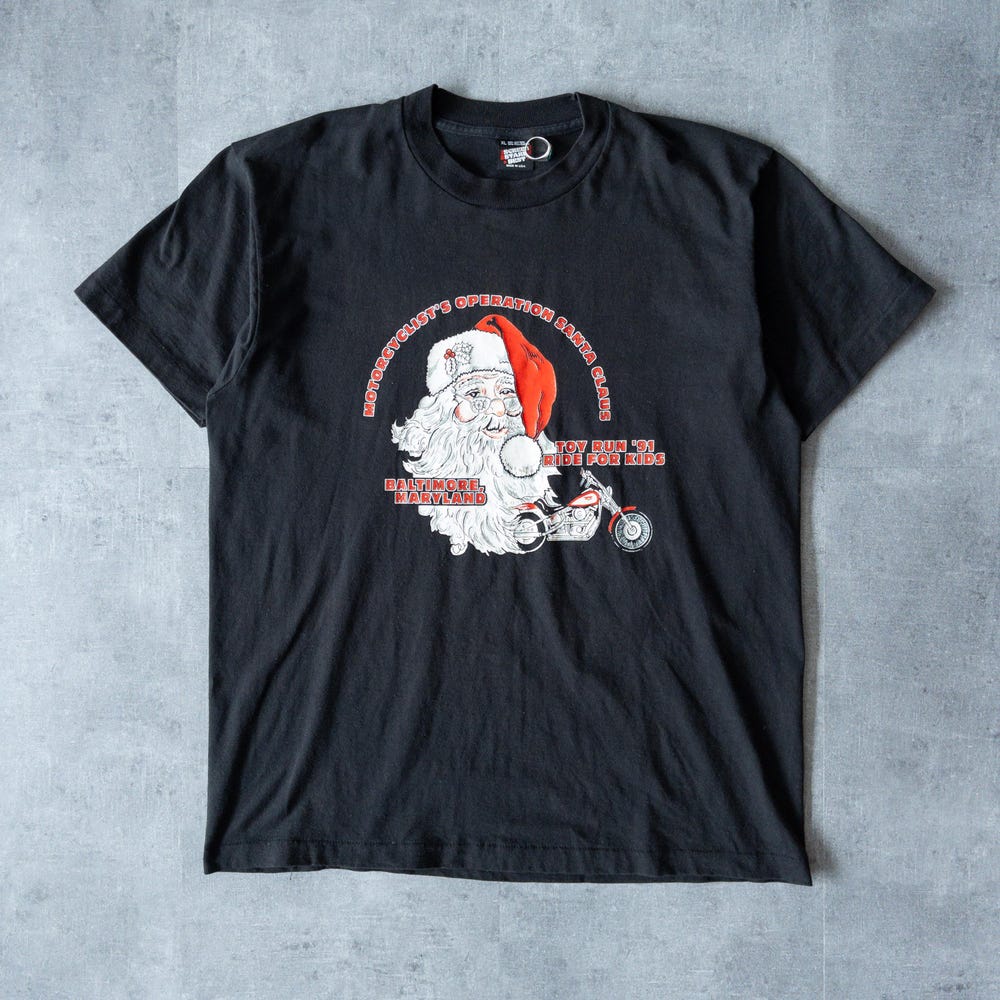 Vintage 1990S Motorcycle Santa Graphic Tee - 90S Aesthetic, Vintage Clothing, 90S Harley, Vintage Biker Tee, Single Stitch