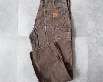 Pantalones de carpintero Carhartt vintage Y2K - Ropa de trabajo marrón - 38 x 31