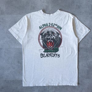 Vintage 1990s Single Stitch USAF Blackcats Alpha Soft Thin Tee - 90s Aesthetic, Vintage Clothing, 80s Shirts, Blackhawk Helicopter