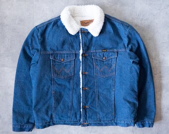 ヴィンテージ 90年代 Y2K ラングラー デニム シェルパ ジャケット - XL