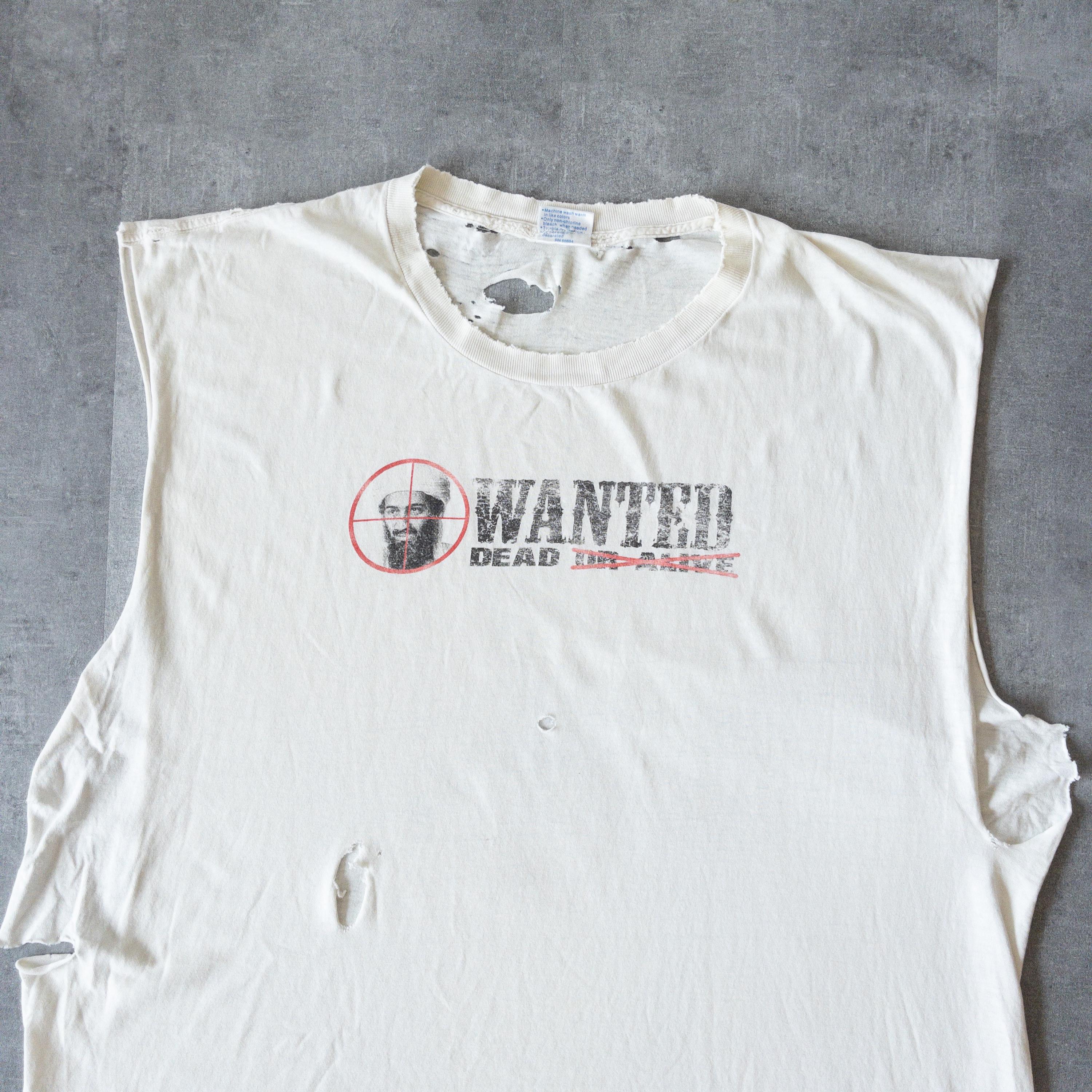 Vintage Y2K Osama Bin Laden Wanted Tee - Distressed Cutoff