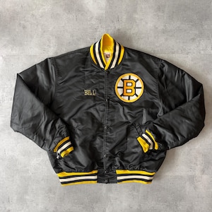 Boston Bruins Vintage 80s Starter Satin Bomber Jacket - Jaqueta de hóquei da NHL, jaqueta vintage, estética dos anos 90, masculina XL, roupas vintage