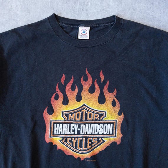 Vintage 90s Harley Davidson Flame Graphic T-shirt - Etsy