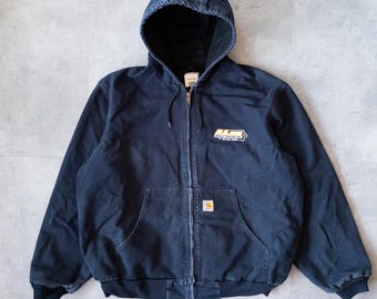Vintage 90s Blue Carhartt Hooded Workwear Jacket - XL