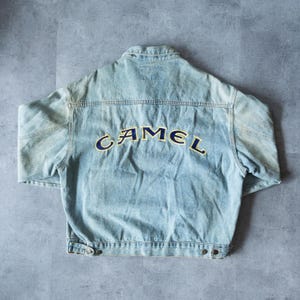 Vintage 90s Camel Cigarettes Jean Jacket - Camel Denim Jacket, Vintage Clothing, 90s Aesthetic, Cigarette Promo, Y2K Spring Jacket