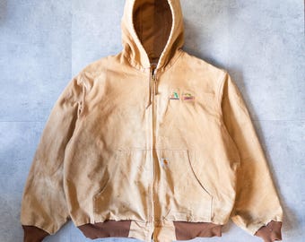 Vintage 90s Unlined Carhartt Hooded Workwear Jacket - XL