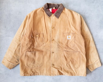 Chaqueta de trabajo Carhartt Chore Coat vintage de los años 90, descolorida, talla XL