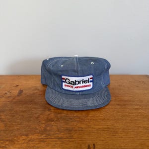 Vintage Gabriel Shock Absorbers Patch-keps — 80-tals autodelar i denim med snapback-motiv