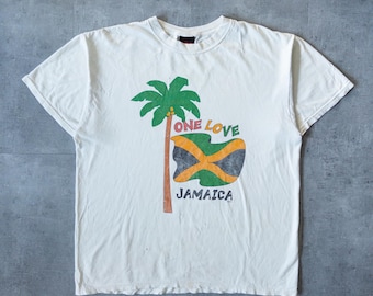 Vintage 90s Jamaica One Love Tee - Faded Graphic Shirt