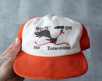 Vintage Roadrunner-truckerhoed uit de jaren 80 - 'Movin' On'-snapback