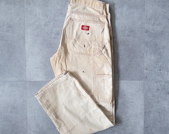 Pantalones de trabajo Dickies desgastados de carpintero vintage de los años 90 (31 x 30)