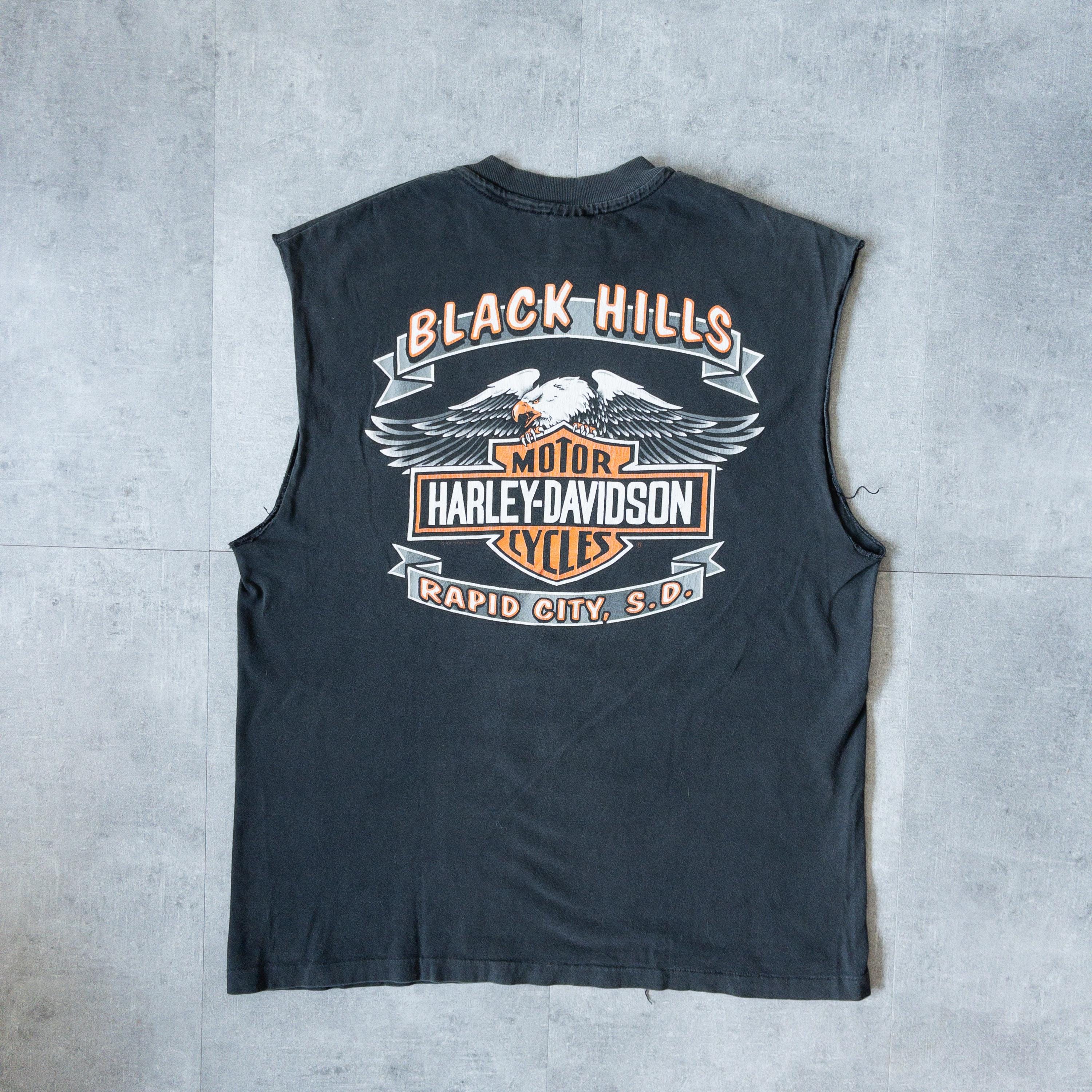 Vintage 90s Harley Davidson Graphic Cut off Tee - Sturgis Black