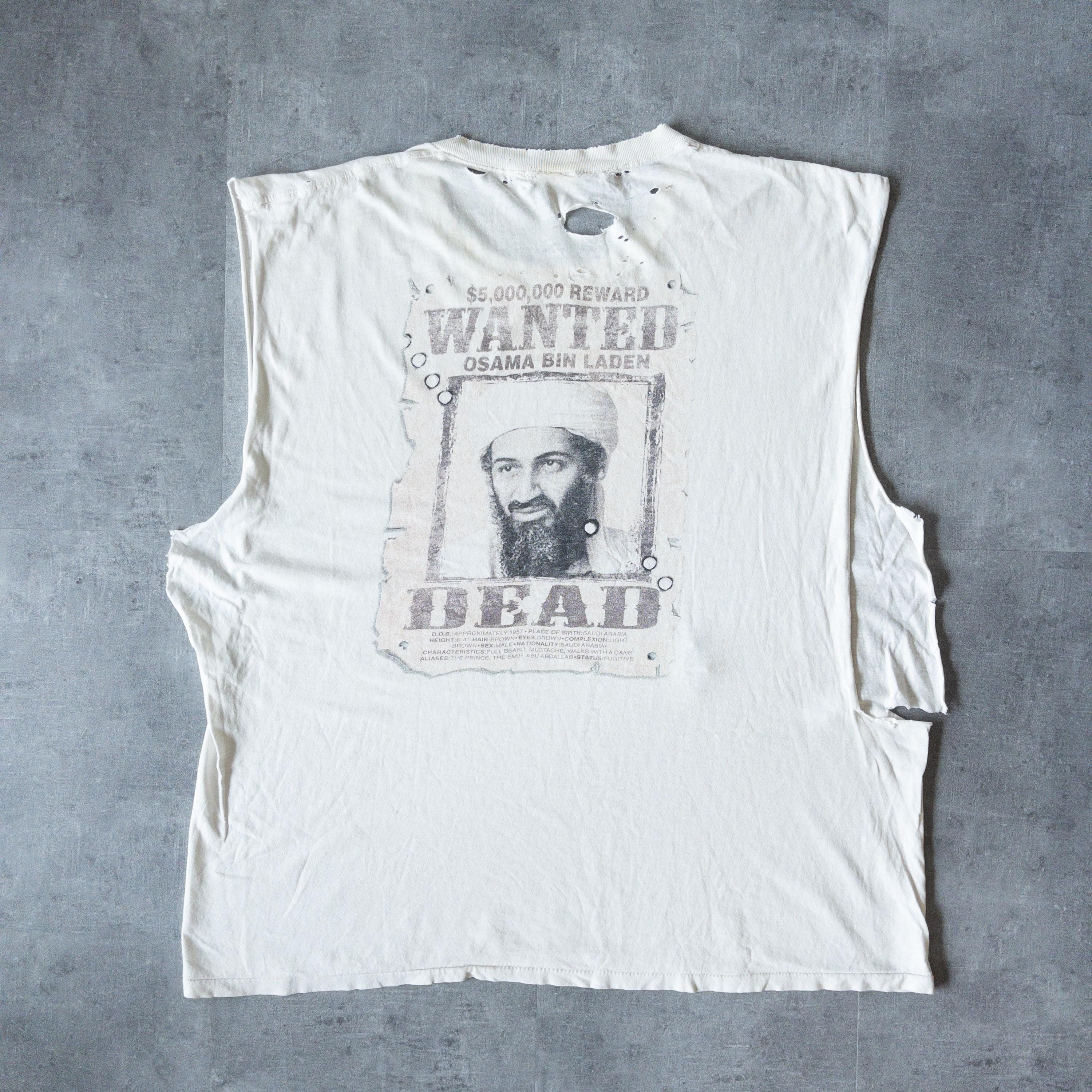 Vintage Y2K Osama Bin Laden Wanted Tee - Distressed Cutoff