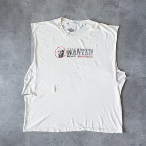 Vintage Y2K 2000s Osama Bin Laden Wanted Dead Distressed Cut Off Tee - Thrashed Tshirt, Vintage Clothing, True Vintage, U.S Military