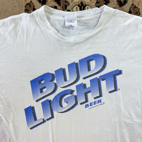 2000'S Gildan Bud Light Advertising T-Shirt, Men's Size L cotton white type Vintage Second Hand