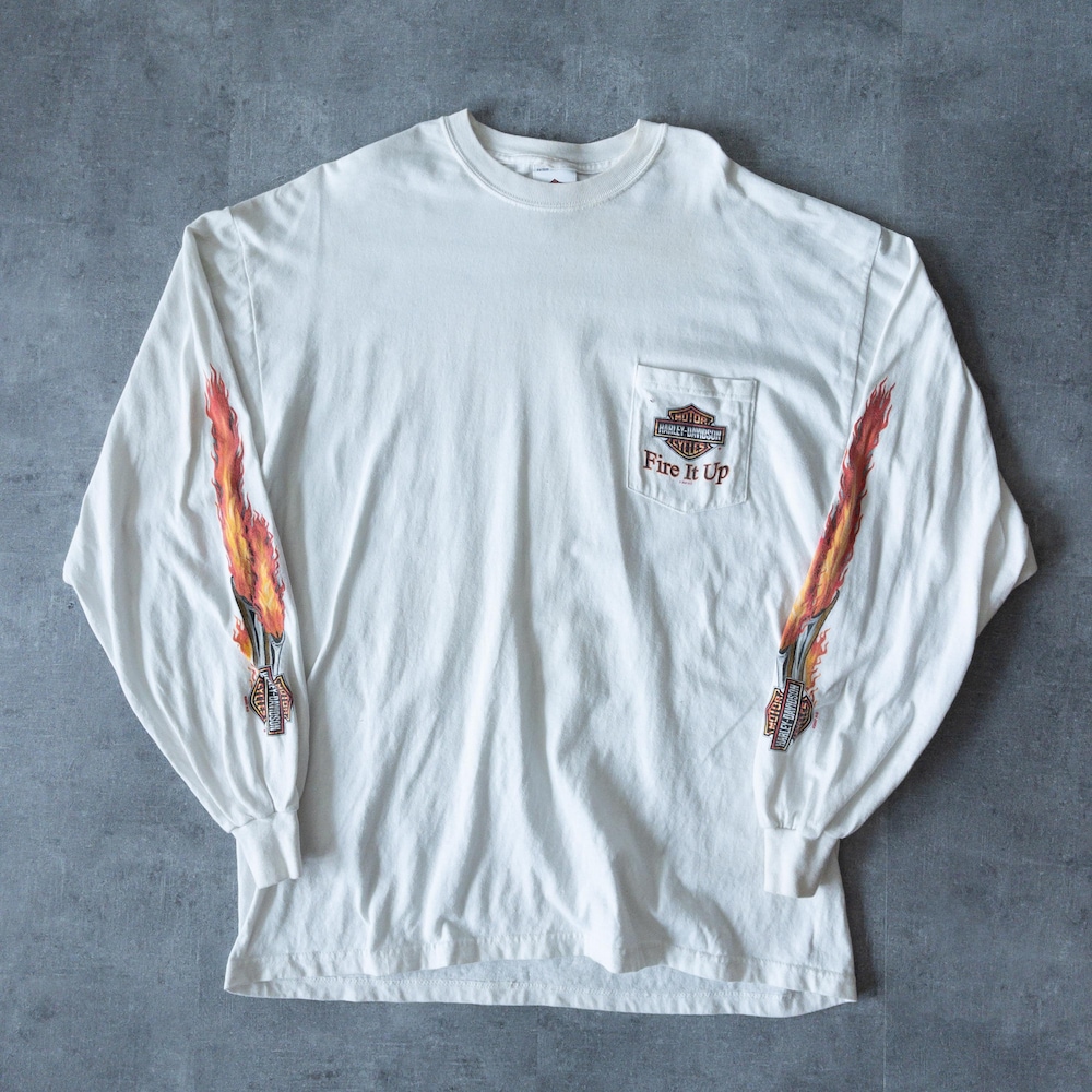 Vintage 90S Harley Davidson Long Sleeve Pocket Tshirt - 90S Aesthetic, Vintage Clothing, 90S Harley, Vintage Sturgis, Black Hills Rally