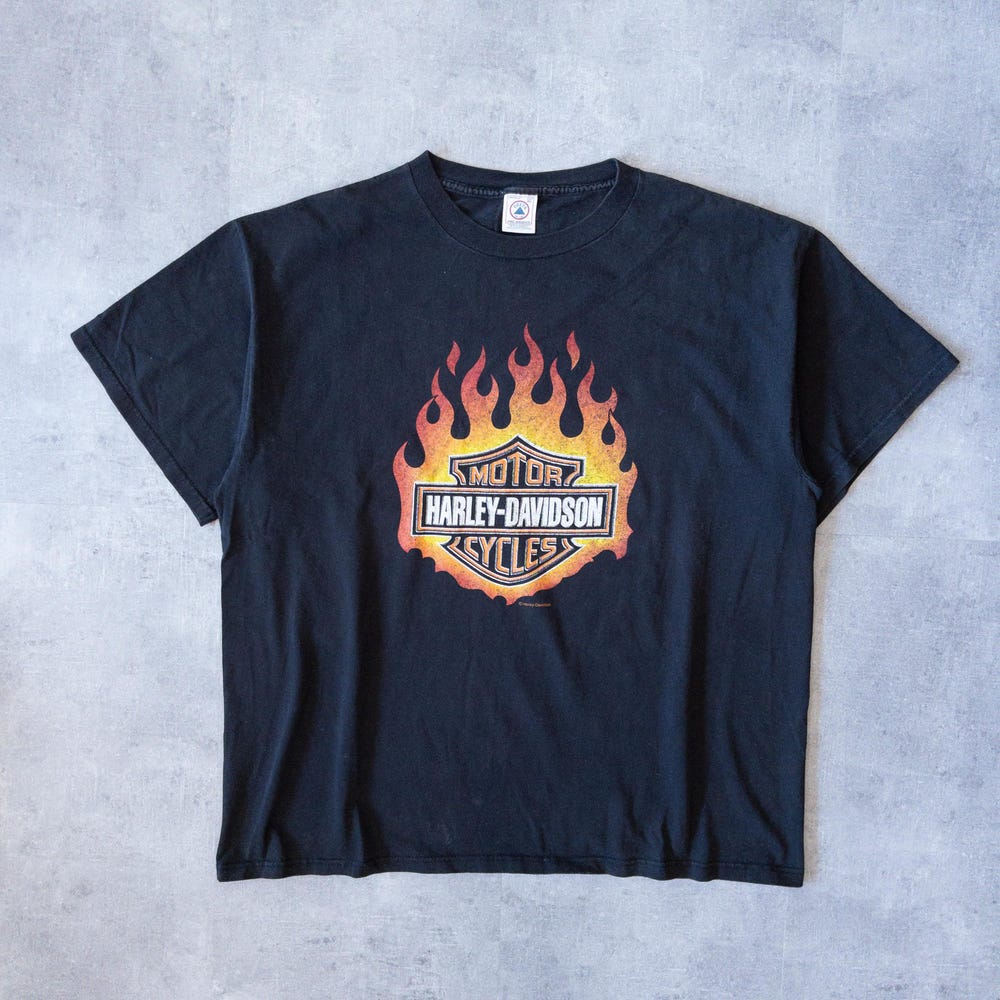 Vintage 1990S Harley Davidson Flame Graphic Tshirt - 90S Aesthetic, Vintage Clothing, 90S Harley, Vintage Sturgis, Black Hills Rally
